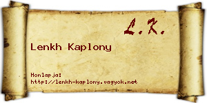 Lenkh Kaplony névjegykártya